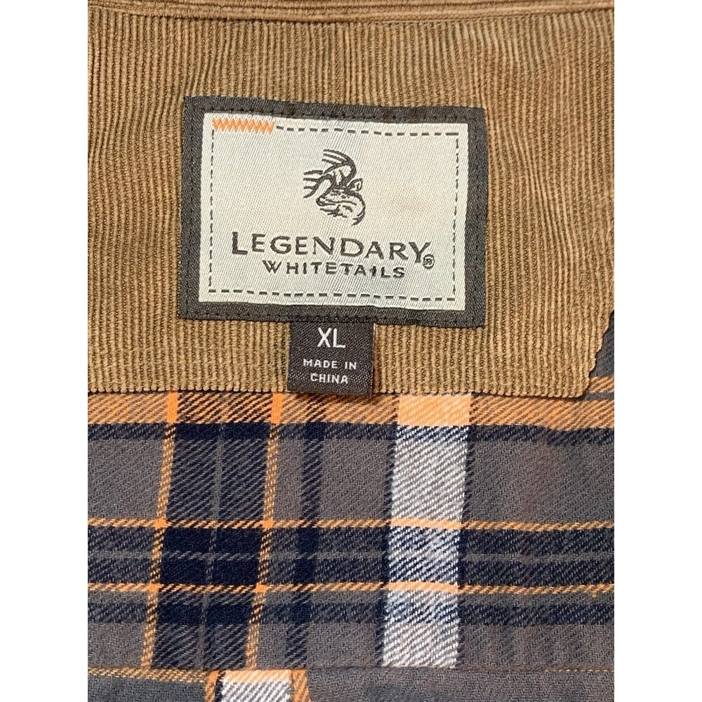 Legendary Whitetails XL 100% Cotton Flannel Gray/Orange/Black Plaid Flip Cuff
